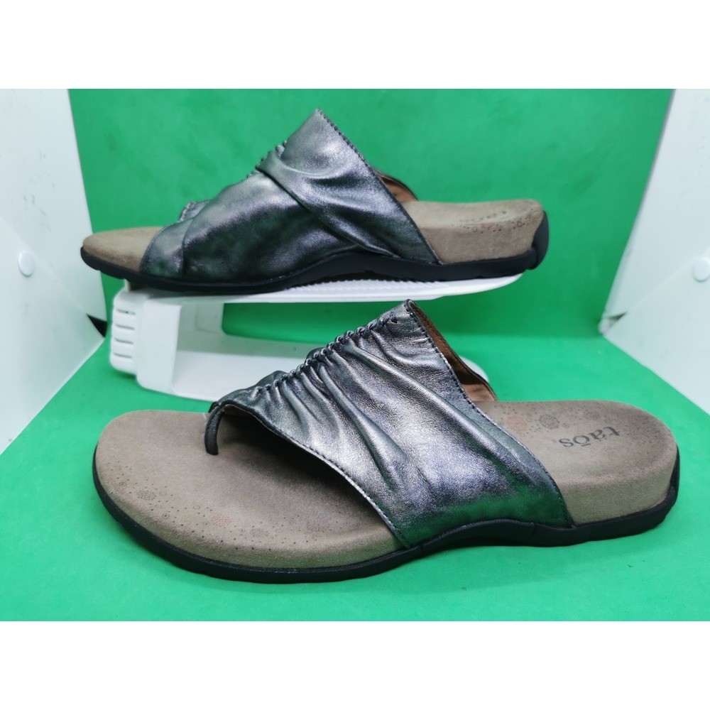 Women's Taos Gift 2 Size 10 Silver Gray Leather Very Comfortable Sandals Slip On - Picture 15 of 16